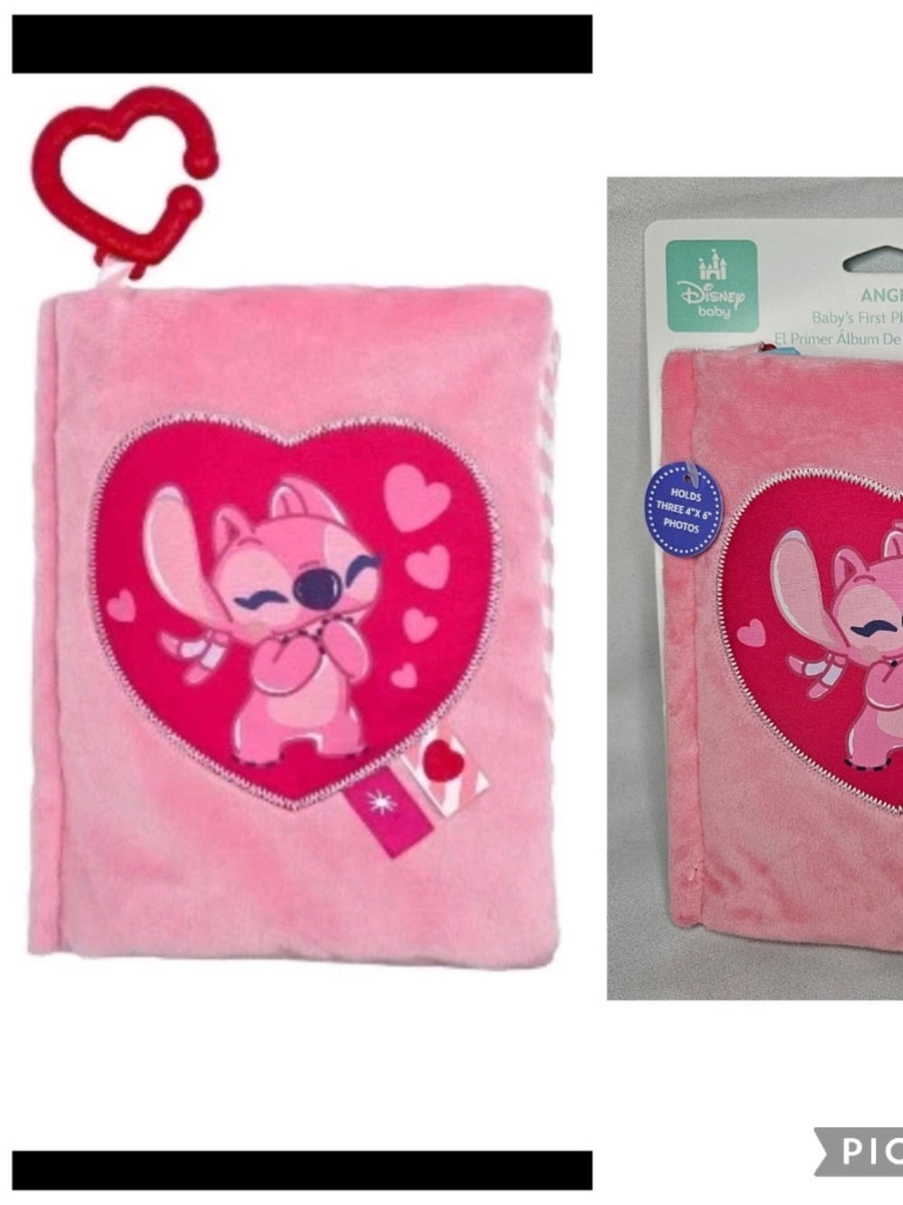New Disney Baby Stitch Angel Baby's First Photo Book Holds 4" x 6" Photos Pink